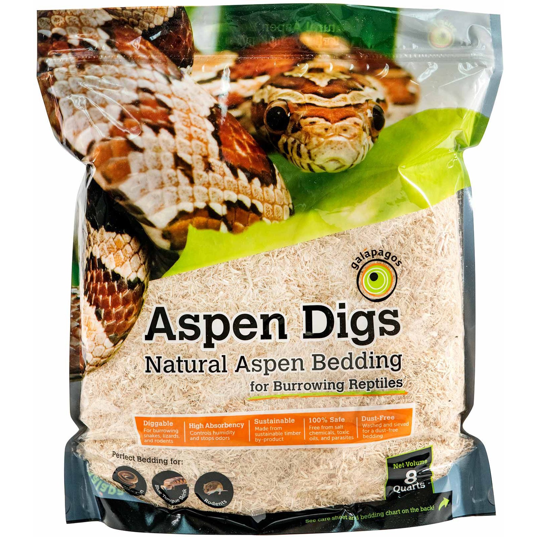 Galapagos Aspen Digs Natural Aspen Reptile Terrarium Bedding, 8-qt bag