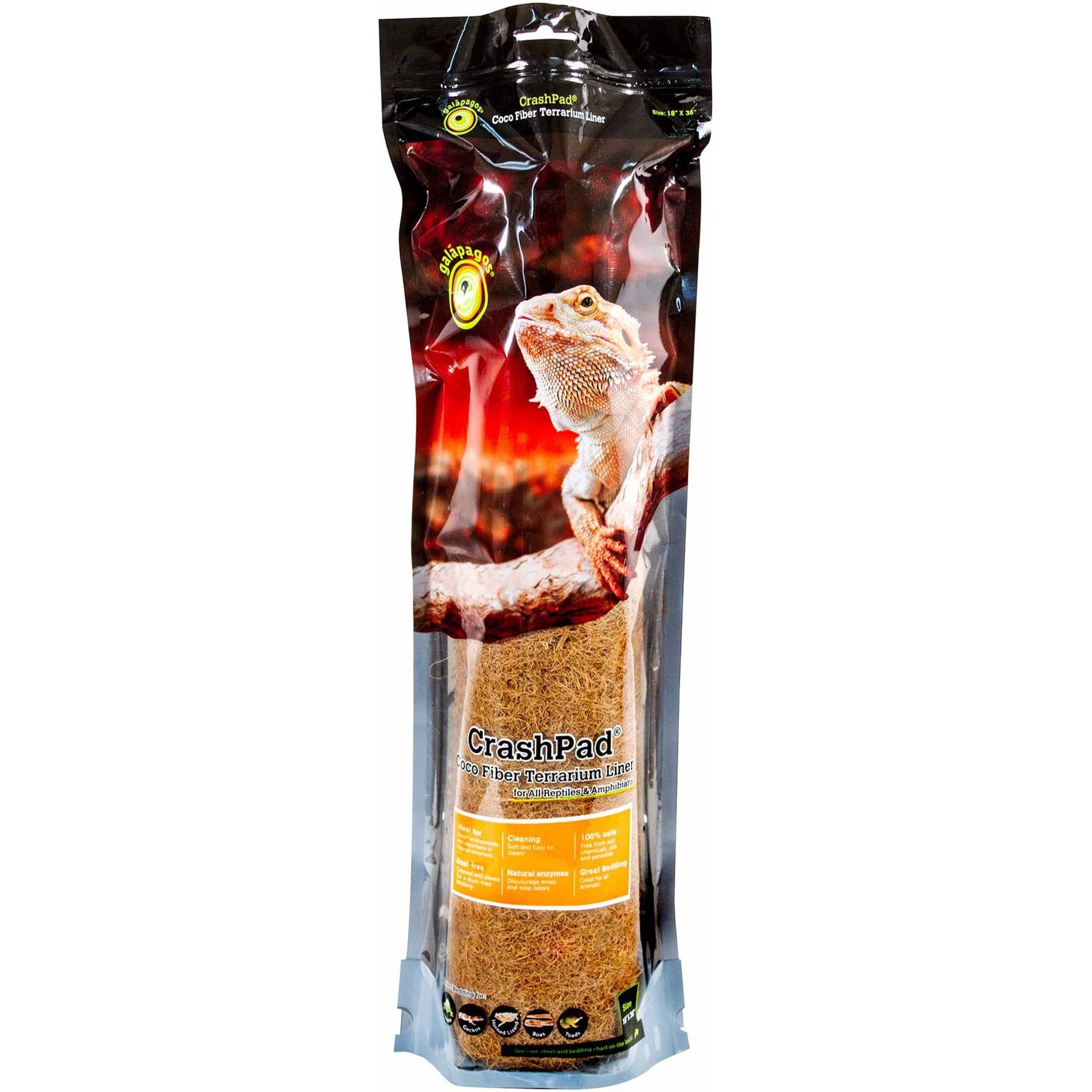 Galapagos Coco Fiber Crash Pad Terrarium Bedding, Natural, 18-in x 36-in