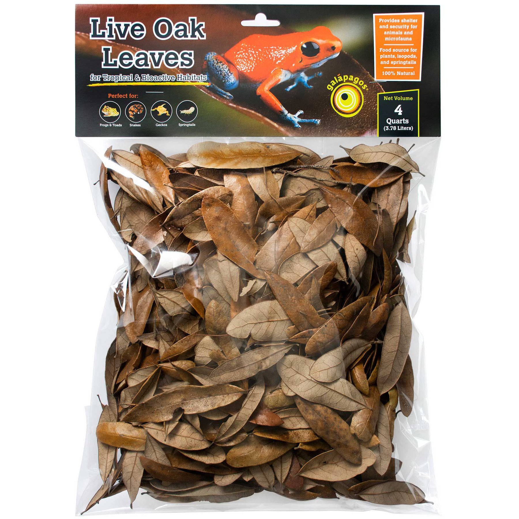 Galapagos Live Oak Leaves Reptile Litter, Natural, 4-qt