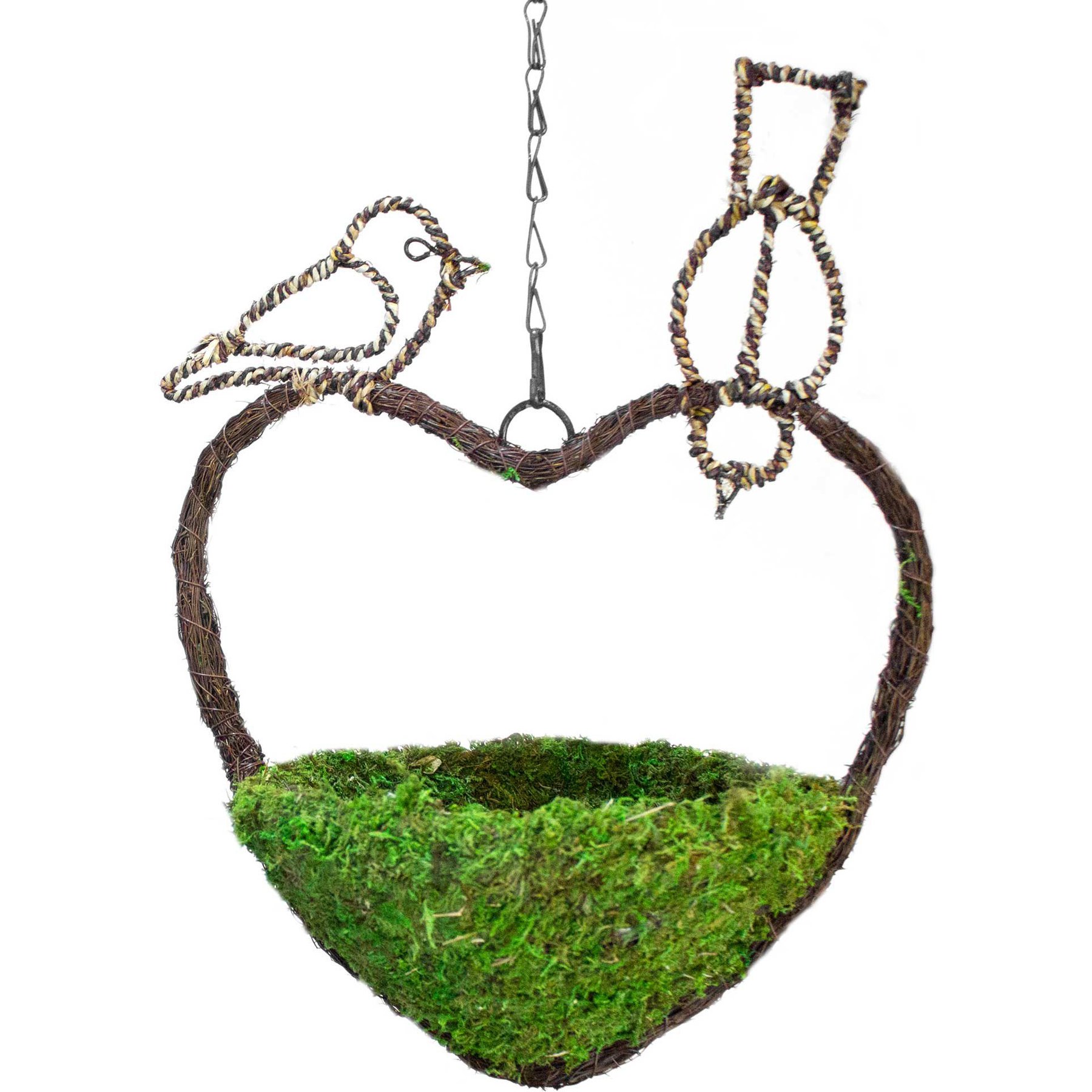 Galapagos Woven Bird Feeder, Sparrow, Fresh Green, 9.5-in
