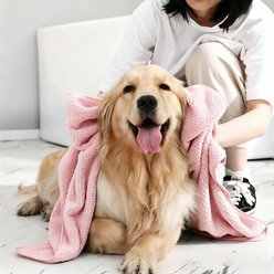 DOPZER Microfiber Fast Dry Soft Absorbent Dog & Cat Bath Towel, 2 count, Pink, Large: 19.7 x 31.5-in slide 2 of 7