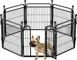 Gardner Pet Foldable with Auto Gravity Lock Yard Garden Heavy-Duty Coated-Metal Dog Exercise-Pen, Black, 24-in, 8-panel