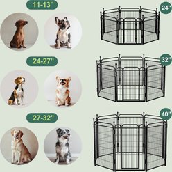 Gardner Pet Foldable with Auto Gravity Lock Yard Garden Heavy-Duty Coated-Metal Dog Exercise-Pen, Black, 32-in, 8-panel slide 2 of 9
