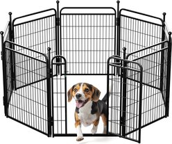 Gardner Pet Foldable with Auto Gravity Lock Yard Garden Heavy-Duty Coated-Metal Dog Exercise-Pen, Black, 32-in, 8-panel
