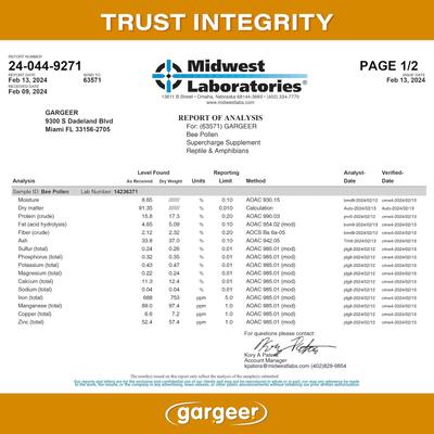 Show full view: Gargeer Bee Pollen Reptile Supplement, 4-oz bag slide 6 of 7