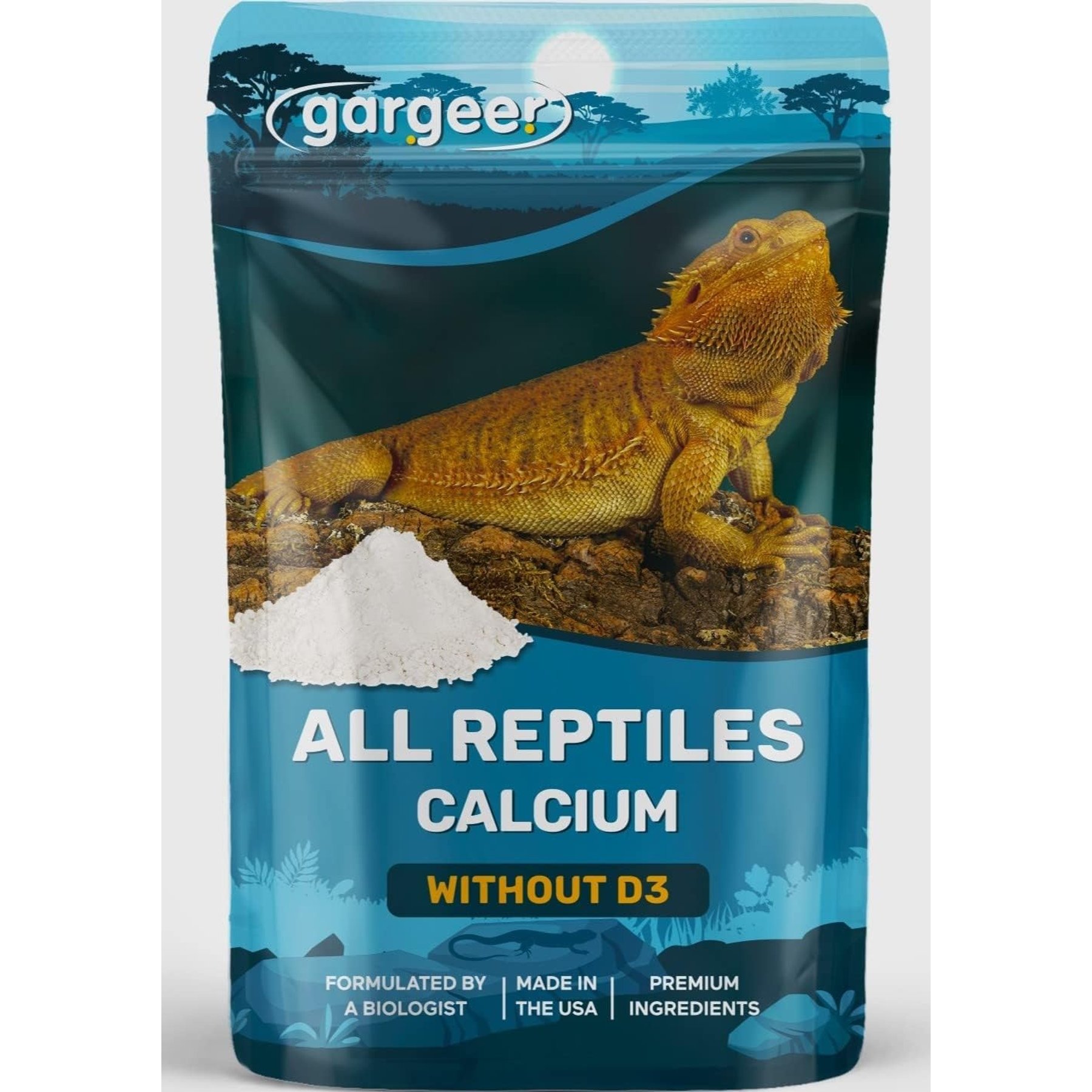 Gargeer Calcium Powder without Vitamin D3 Reptile & Amphibian Supplement, 4-oz bag