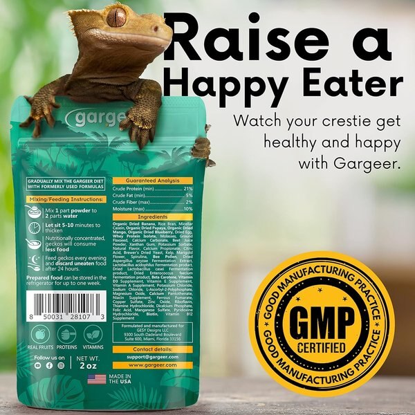 Show full view: Gargeer Complete Fruit Blend Flavored Crested Gecko Food, 2-oz bag slide 2 of 5