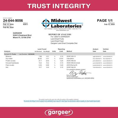 Show full view: Gargeer Complete Fruit Diet Land Snail Food, 2-oz bag slide 6 of 6