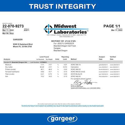 Show full view: Gargeer Complete Gel Diet Bearded Dragon Food, 3-oz bag slide 6 of 7