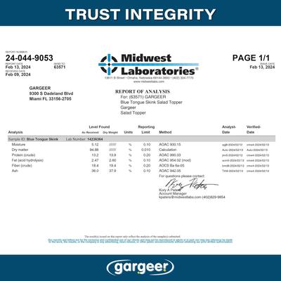 Show full view: Gargeer Complete Gel Diet Blue Tongue Skink Supplement, 3-oz bag slide 5 of 6