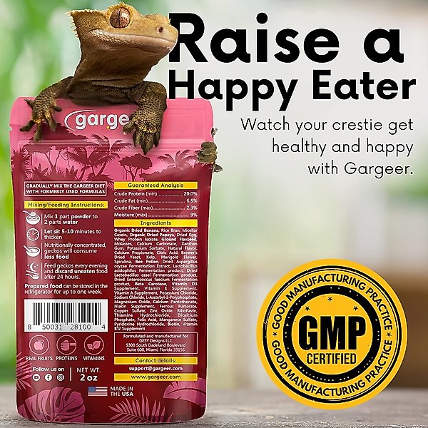 Show full view: Gargeer Complete Papaya Flavored Crested Gecko Food, 2-oz bag slide 2 of 5