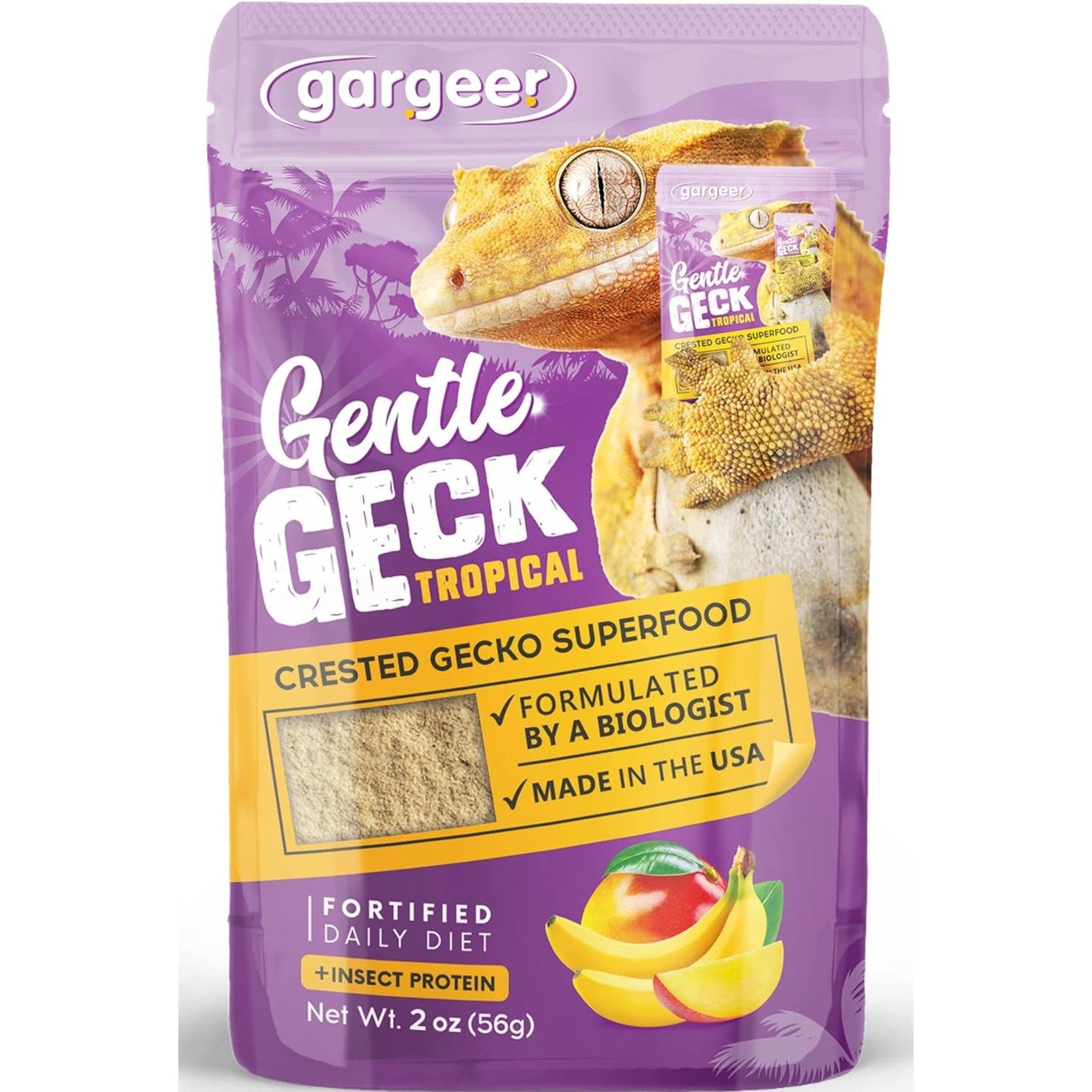 Gargeer Complete Tropical Flavored Crested Gecko Food, 2-oz bag