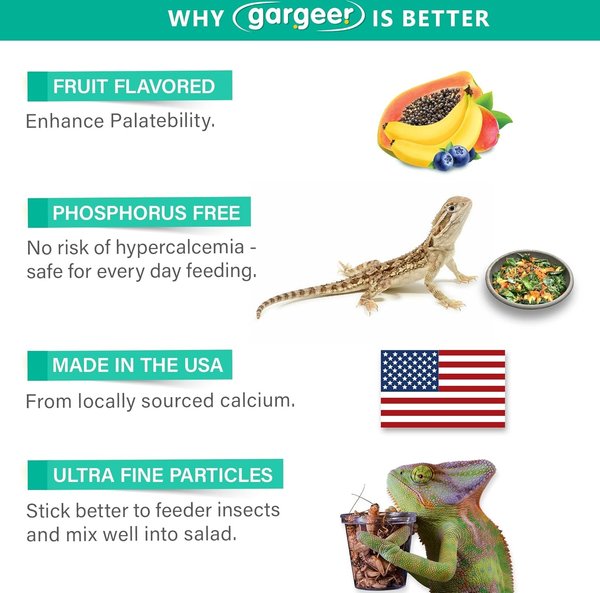 Show full view: Gargeer Fruit Blend Calcium Powder with Vitamin D3 Reptile & Amphibian Supplement, 4-oz bag slide 5 of 5