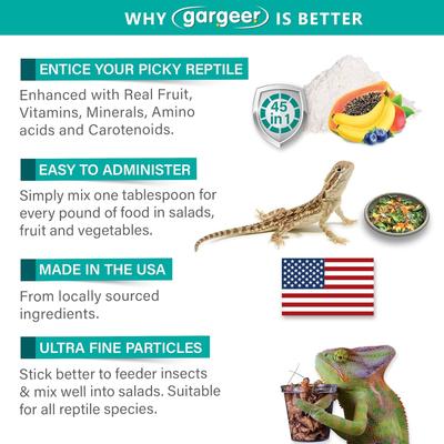 Show full view: Gargeer Fruit Blend Reptile & Amphibian Multi-Vitamin Premium Powder Supplement, 4-oz bag slide 3 of 6