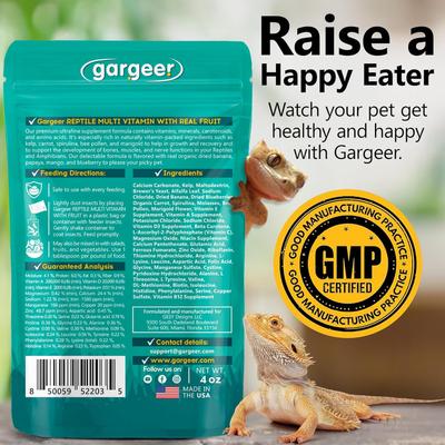 Show full view: Gargeer Fruit Blend Reptile & Amphibian Multi-Vitamin Premium Powder Supplement, 4-oz bag slide 2 of 6