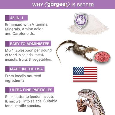 Show full view: Gargeer Reptile & Amphibian Multi-Vitamin Premium Powder Supplement, 4-oz bag slide 3 of 6