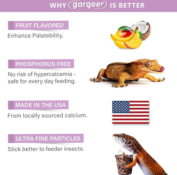 Show full view: Gargeer Tropical Blend Calcium Powder without Vitamin D3 Reptile & Amphibian Supplement, 4-oz bag slide 5 of 5
