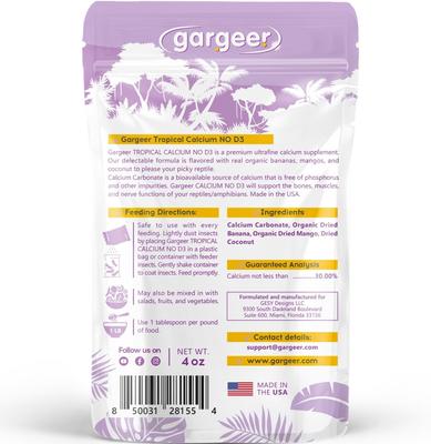 Show full view: Gargeer Tropical Blend Calcium Powder without Vitamin D3 Reptile & Amphibian Supplement, 4-oz bag slide 2 of 5