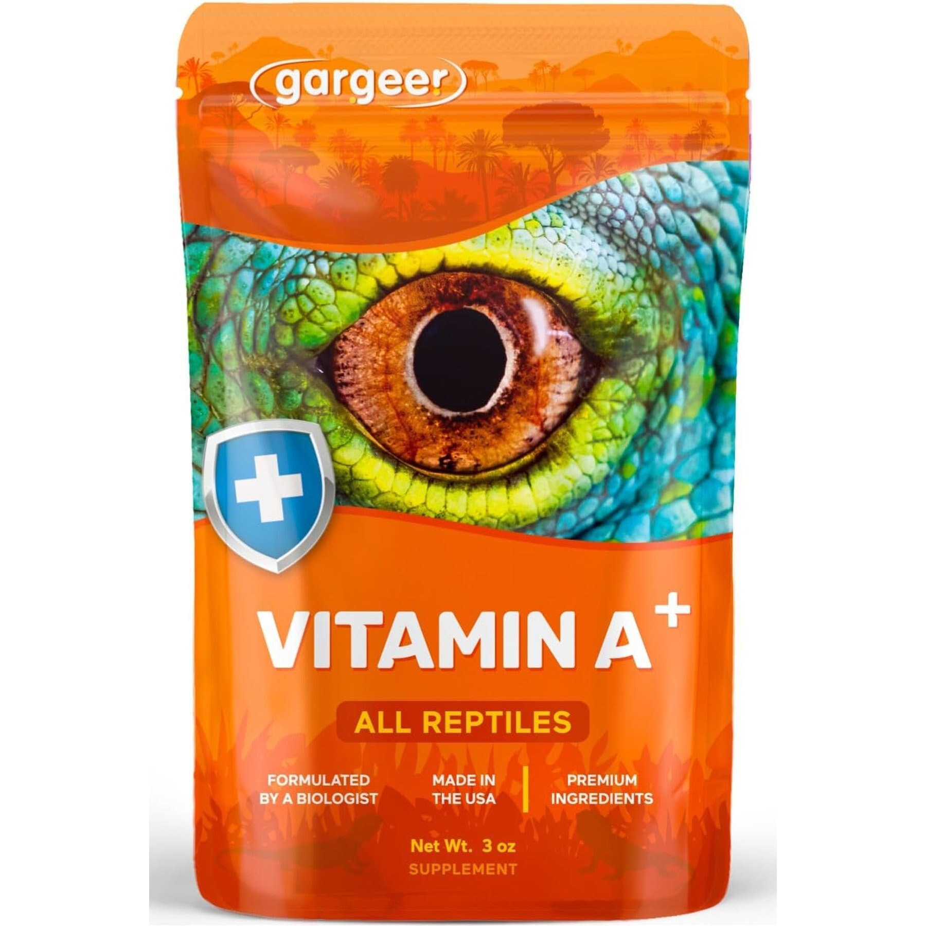 Gargeer Vitamin A Plus Retinyl Palmitate + Beta-Carotene Powder Supplement for Reptiles, 3-oz bag