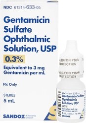 Gentamicin (Generic) Ophthalmic Solution 0.3% for Dogs & Cats, 5-mL