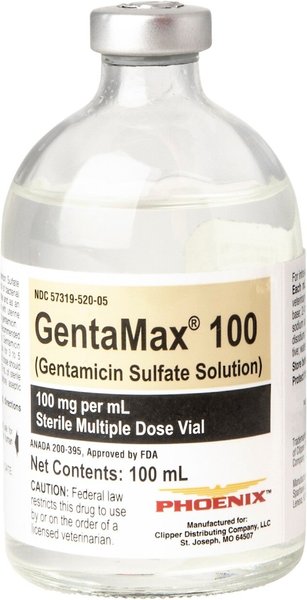 Show full view: Gentamicin (Generic) Sulfate Solution for Horses, 100 mg/mL, 100-mL slide 1 of 4