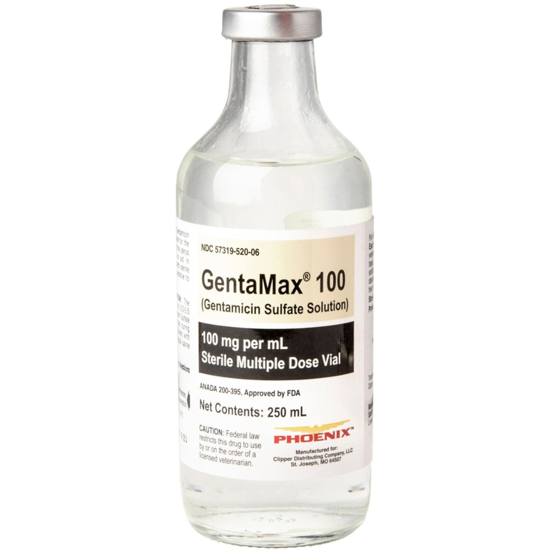 Gentamicin 250-mL Sulfate Solution for Horses, 100 mg/mL