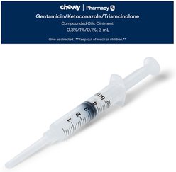 Gentamicin/Ketoconazole/Triamcinolone (GKT) Compounded Otic Ointment for Dogs and Cats, 0.3%/1%/0.1%, 3 mL