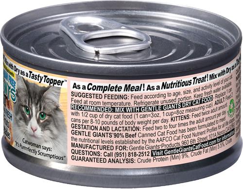 Show full view: Gentle Giants Natural Non-GMO Beef Grain-Free Cat & Kitten Canned Cat Food, 3-oz, case of 24 slide 5 of 10