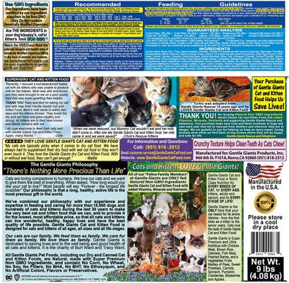 Show full view: Gentle Giants Natural Non-GMO Chicken & Fish Cat & Kitten Dry Cat Food, 9-lb bag slide 8 of 11