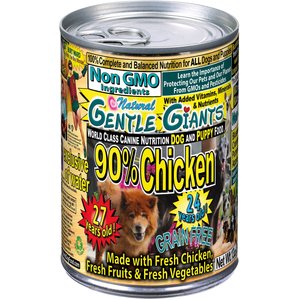 Gentle Giants Natural Non-GMO Grain-Free 90% Chicken Wet Dog Food, 13-oz can, case of 12