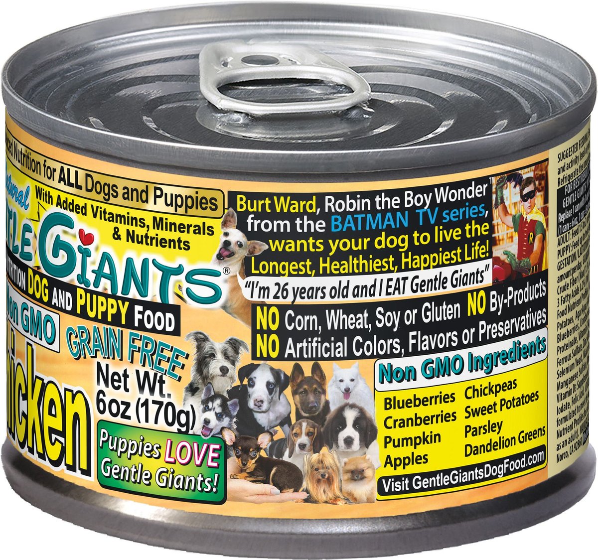 GENTLE GIANTS Natural Non-GMO Grain-Free 90% Chicken Wet Dog Food, 6-oz ...