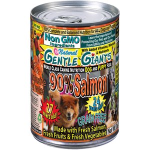 Gentle Giants Natural Non-GMO Grain-Free 90% Salmon Wet Dog Food, 13-oz can, case of 12