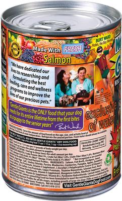 Show full view: Gentle Giants Natural Non-GMO Grain-Free 90% Salmon Wet Dog Food, 13-oz can, case of 12 slide 4 of 11