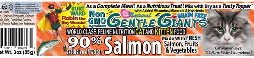 Show full view: Gentle Giants Natural Non-GMO Salmon Grain-Free Cat & Kitten Canned Cat Food, 3-oz, case of 24 slide 7 of 10