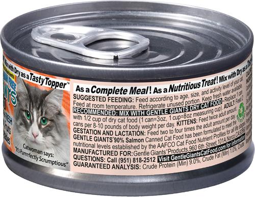 Show full view: Gentle Giants Natural Non-GMO Salmon Grain-Free Cat & Kitten Canned Cat Food, 3-oz, case of 24 slide 5 of 10
