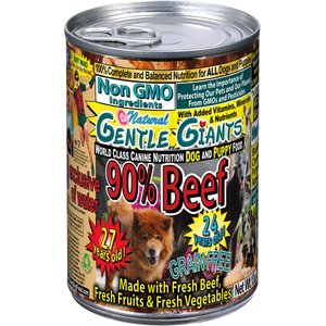 Gentle Giants Non-GMO Grain-Free 90% Beef Wet Dog Food, 13-oz can, case of 12