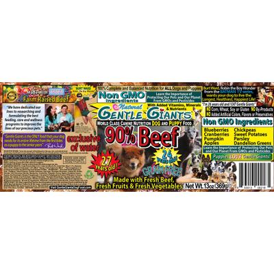Show full view: Gentle Giants Non-GMO Grain-Free 90% Beef Wet Dog Food, 13-oz can, case of 12 slide 3 of 11