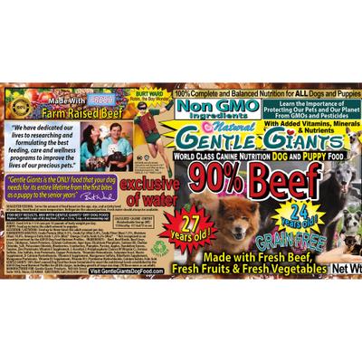 Show full view: Gentle Giants Non-GMO Grain-Free 90% Beef Wet Dog Food, 13-oz can, case of 12 slide 5 of 11