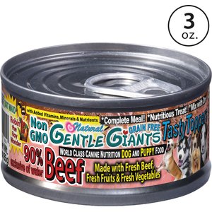 Gentle Giants Non-GMO Grain-Free 90% Beef Wet Dog Food, 3-oz can, case of 24