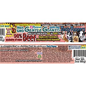Gentle Giants Non-GMO Grain-Free 90% Beef Wet Dog Food, 3-oz can, case of 24