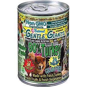 Gentle Giants Non-GMO Grain-Free 90% Turkey Wet Dog Food, 13-oz can, case of 12