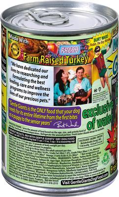 Show full view: Gentle Giants Non-GMO Grain-Free 90% Turkey Wet Dog Food, 13-oz can, case of 12 slide 4 of 11