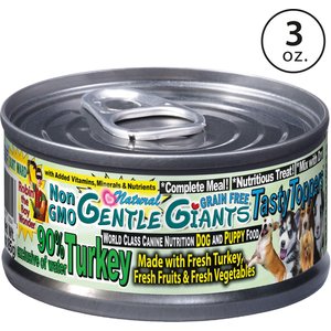 Gentle Giants Non-GMO Grain-Free 90% Turkey Wet Dog Food, 3-oz can, case of 24