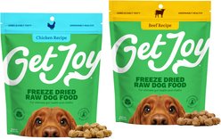 Get Joy Freeze-Dried Raw Dog Food Bundle: Beef Recipe, 4-oz bag + Chicken Recipe, 4-oz bag