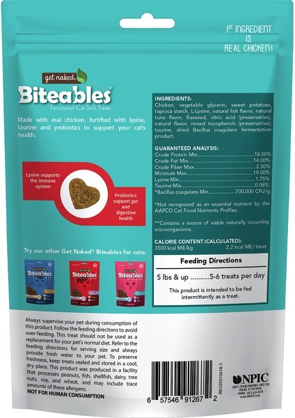 Get Naked Biteables Essential Health Soft Cat Treats, 3-oz bag