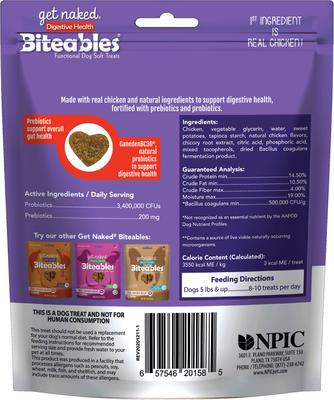 Show full view: Get Naked Biteables Functional Digestive Health Real Chicken Recipe Dog Treats, 6-oz bag slide 3 of 8