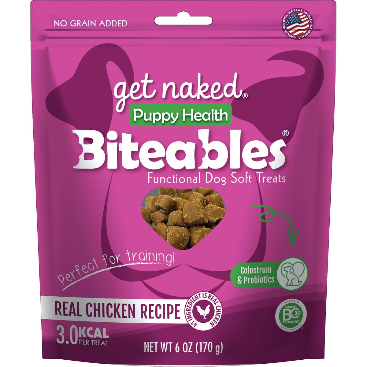 Get Naked Biteables Functional Real Chicken Recipe Puppy Treats, 6-oz bag