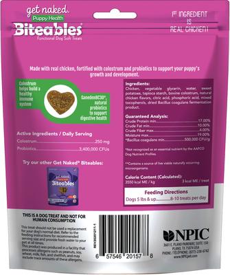 Show full view: Get Naked Biteables Functional Real Chicken Recipe Puppy Treats, 6-oz bag slide 3 of 8