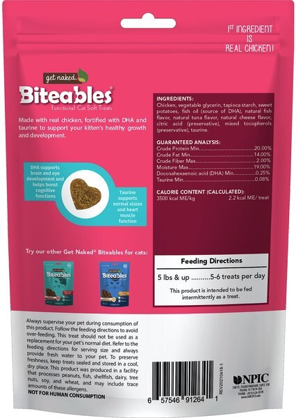 Get Naked Biteables Kitten Health Plus Soft Cat Treats, 3-oz bag