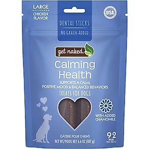 Get Naked Calming Health Dental Sticks Chicken Flavor Grain-Free Large Dog Treats, 6.6-oz bag